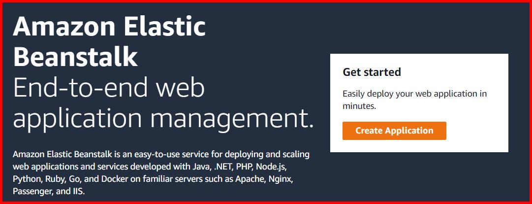 Picture showing the Create application button for creating the new application